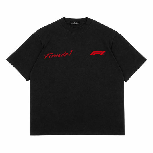 FORMULA 1 BLACK PREMIUM DROPSHOULDER TEES