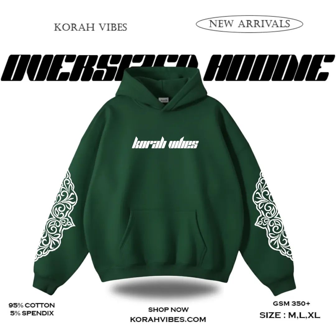 KORAHVIBES ADDITION PREMIUM OVERSIZED GREEN HOODIE