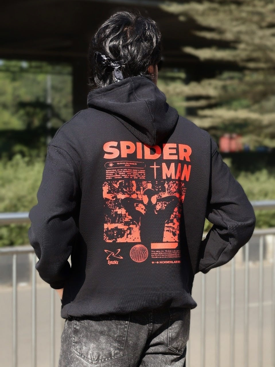 SPIDERMAN PREMIUM OVERSIZED BLACK HOODIE