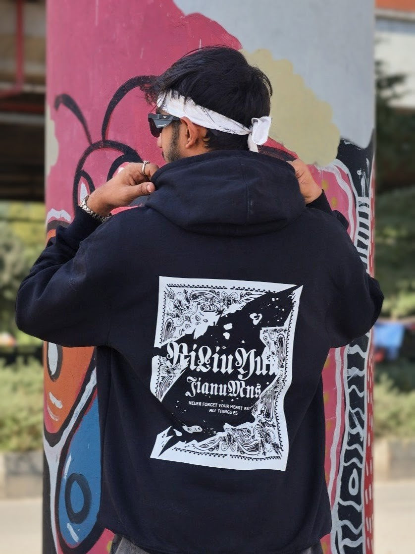 NEVER FORGET PREMIUM OVERSIZED BLACK HOODIE