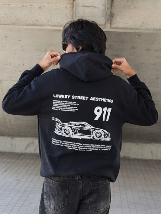 LOWKEY PREMIUM OVERSIZED BLACK HOODIE