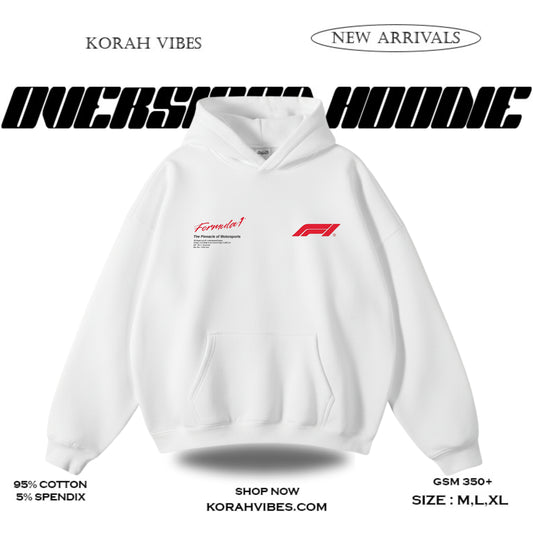F1 PREMIUM OVERSIZED WHITE HOODIE