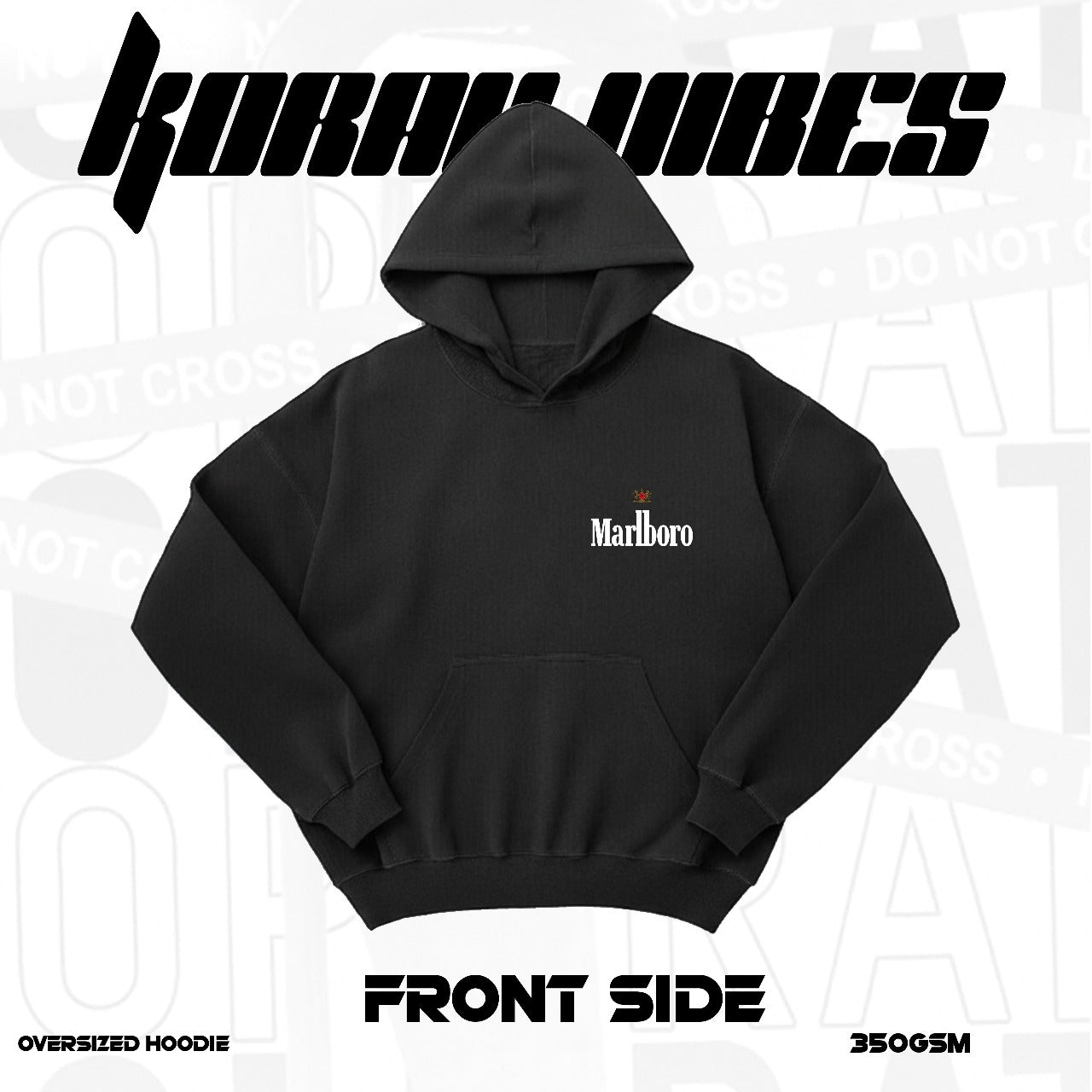 MARLBORO BLACK OVERSIZED HOODIE