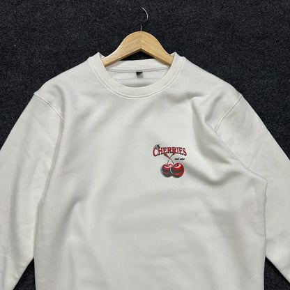 CHERRIES WHITE PREMIUM OVERSIZED SWEATSHIRT