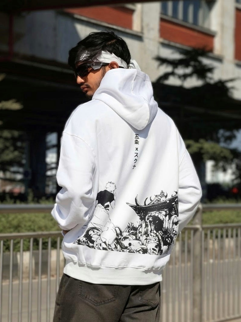 GOJO SATARO PREMIUM OVERSIZED OFF-WHITE HOODIE