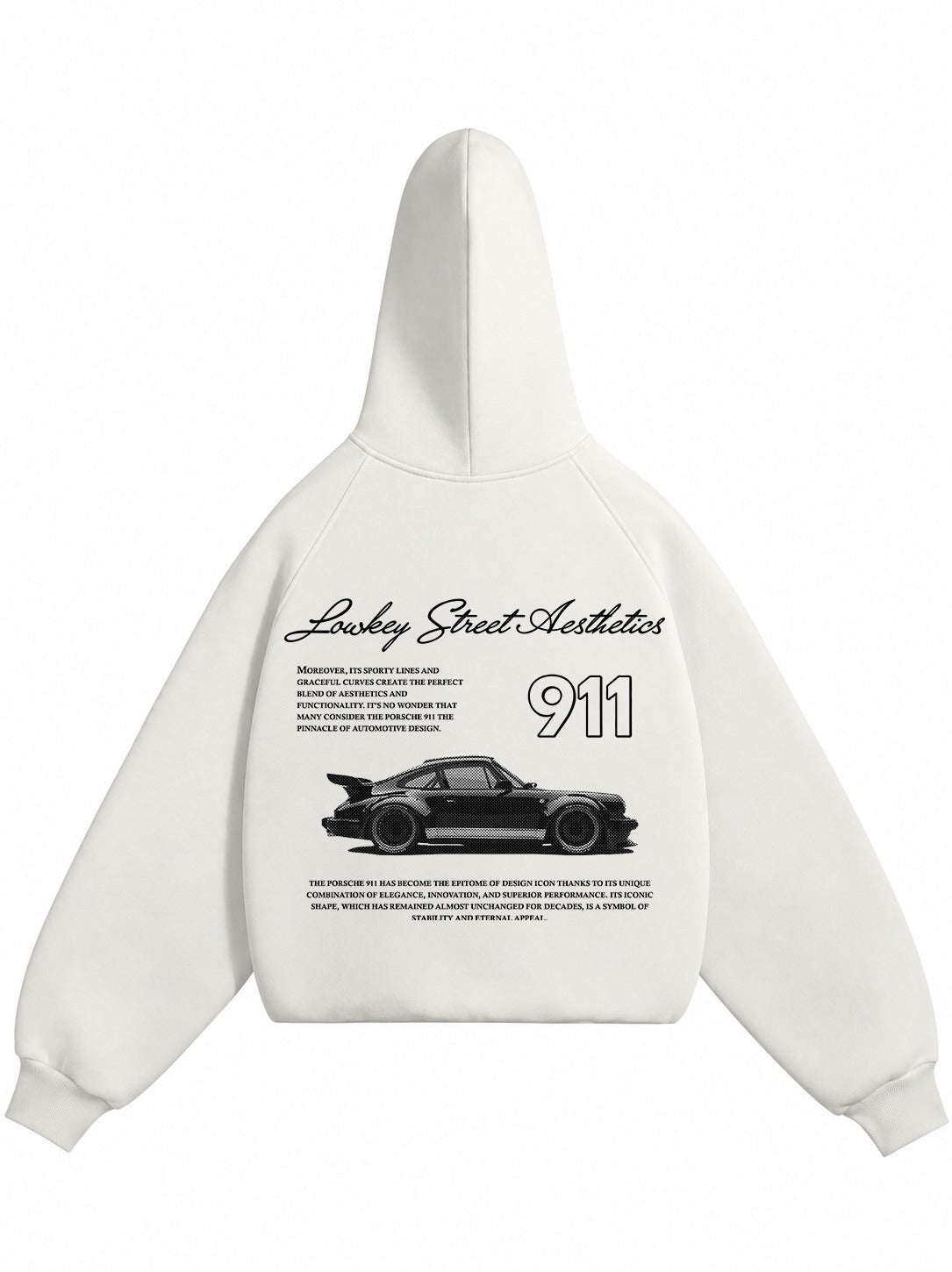 LOWKEY PORSHCE EDDITION PREMIUM OVERSIZED OFF-WHITE HOODIE