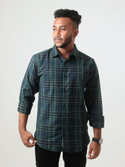 SEA GREEN CHECK COTTON SHIRT