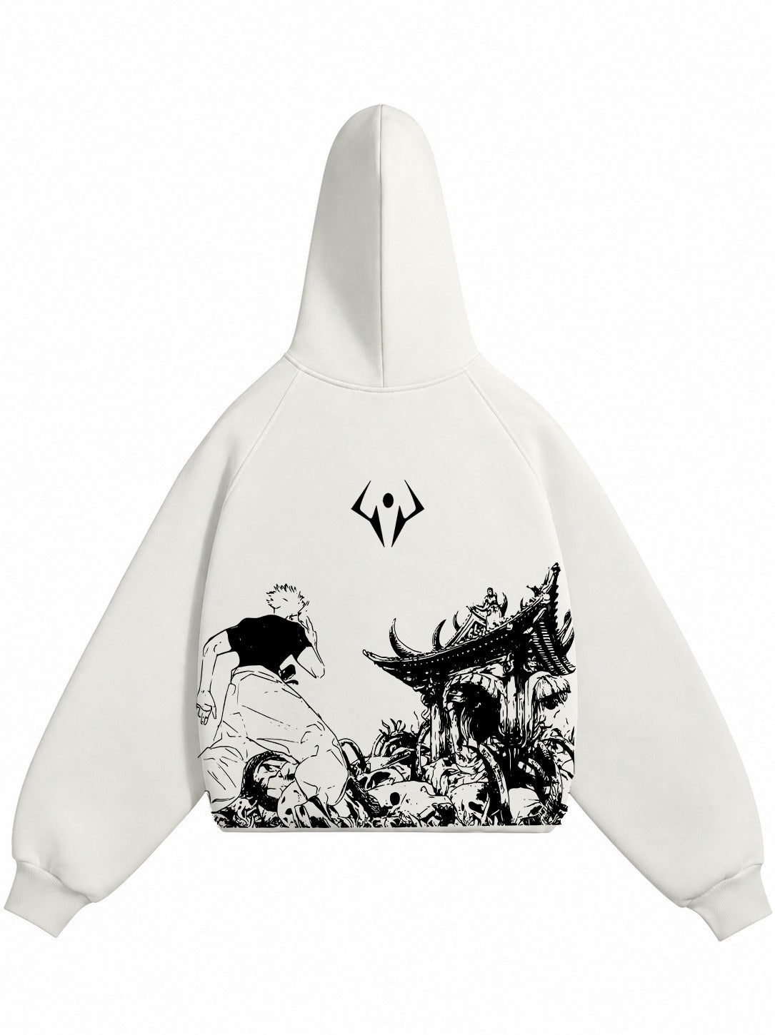 GOJO SATARO PREMIUM OVERSIZED OFF-WHITE HOODIE