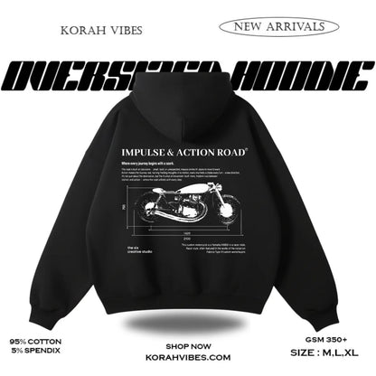 IMPULSE ROAD PREMIUM OVERSIZED BLACK HOODIE