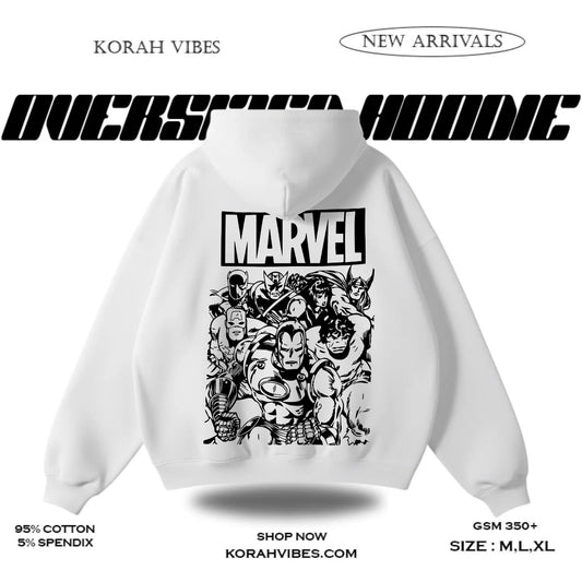 MARVEL PREMIUM OVERSIZED WHITE HOODIE