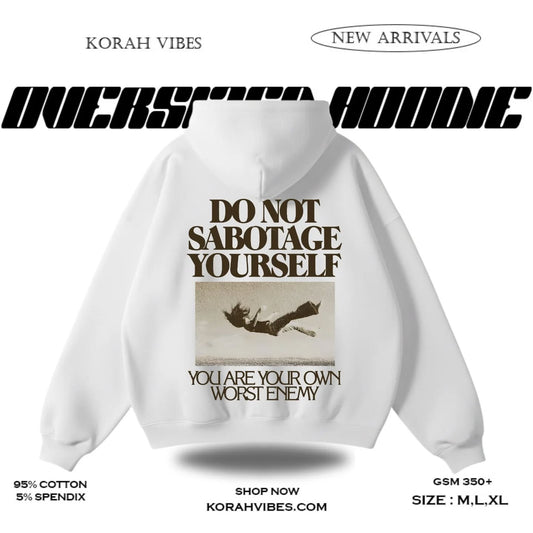 SABOTAGE PREMIUM OVERSIZED WHITE HOODIE