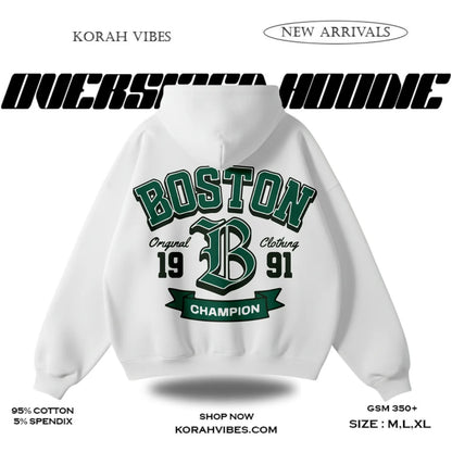 BOSTON PREMIUM OVERSIZED WHITE HOODIE