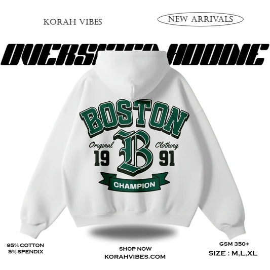 BOSTON PREMIUM OVERSIZED WHITE HOODIE