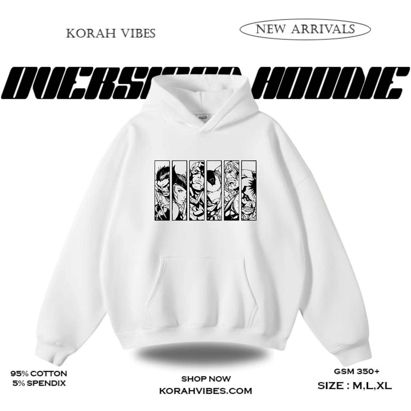 MARVEL PREMIUM OVERSIZED WHITE HOODIE