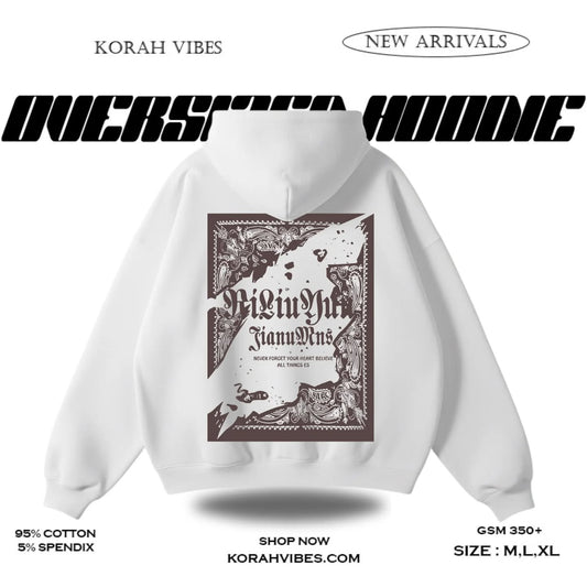 NEVER FORGET PREMIUM OVERSIZED WHITE HOODIE