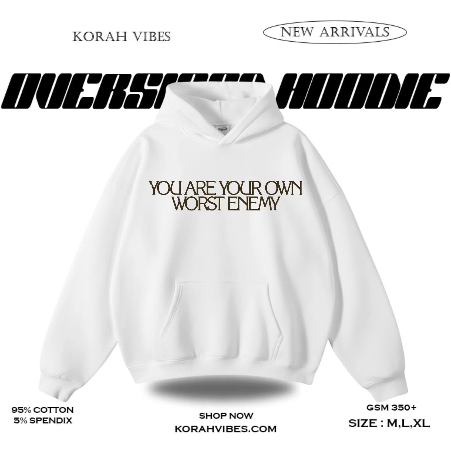 SABOTAGE PREMIUM OVERSIZED WHITE HOODIE