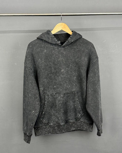 BLACK ACID WASH PREMIUM OVERSIZED HOODIE