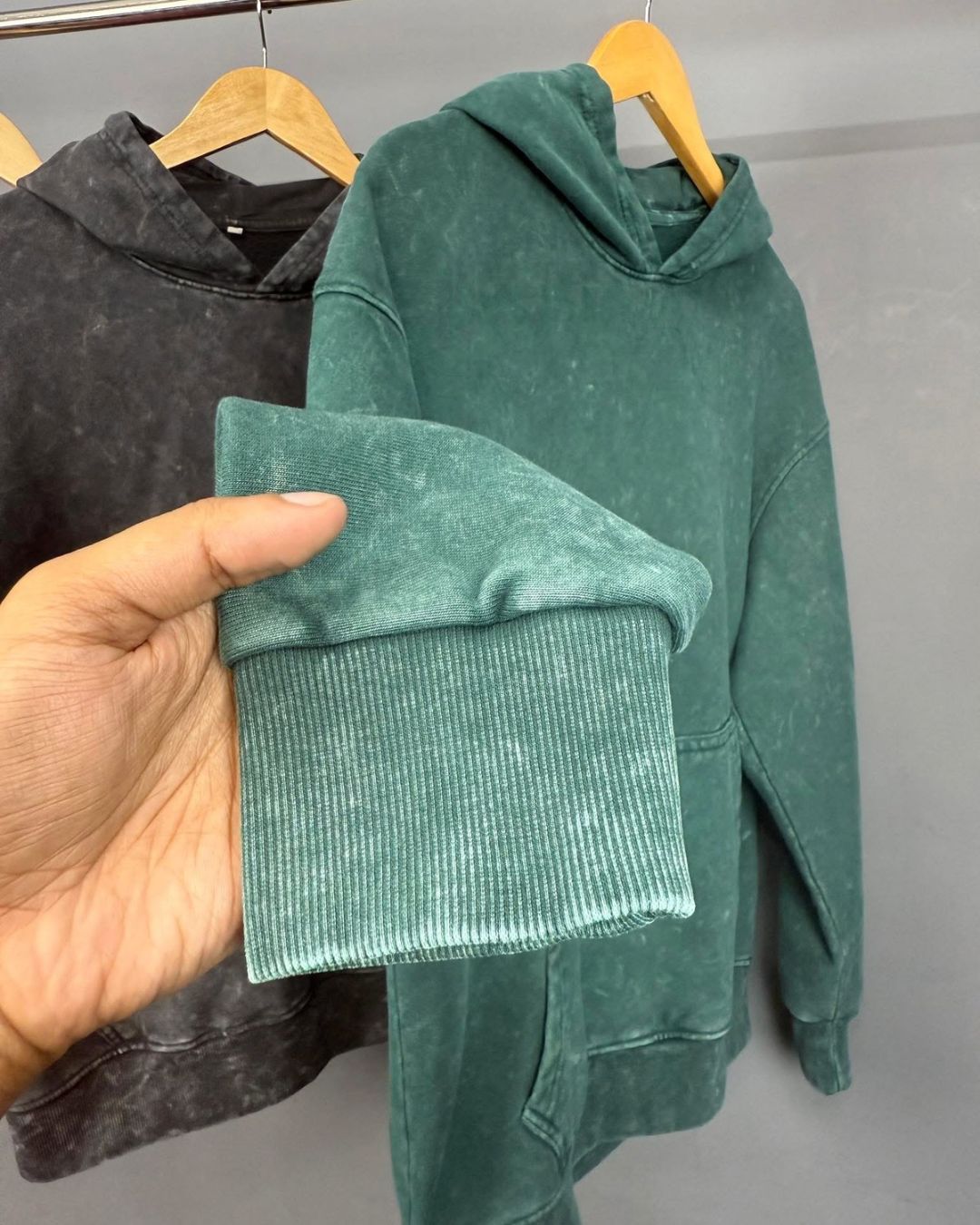 GREEN ACID WASH PREMIUM OVERSIZED HOODIE