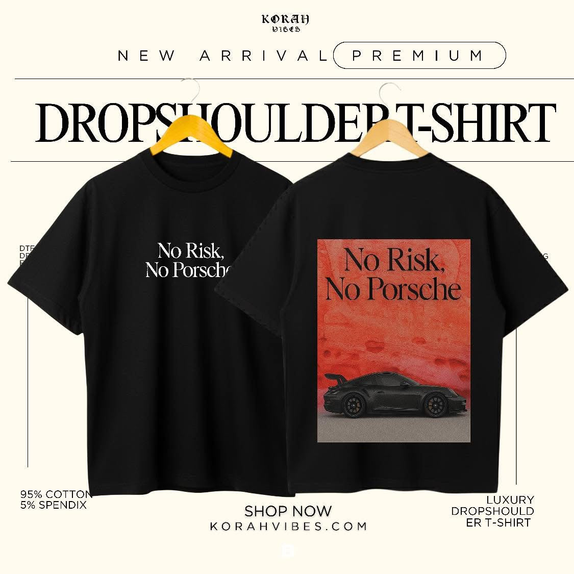 PORSHCE NO RISK BLACK DROPSHOULDER TSHIRT
