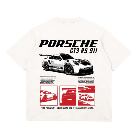 PORSHE PREMIUM DROP TEE BLACK AND WHITE
