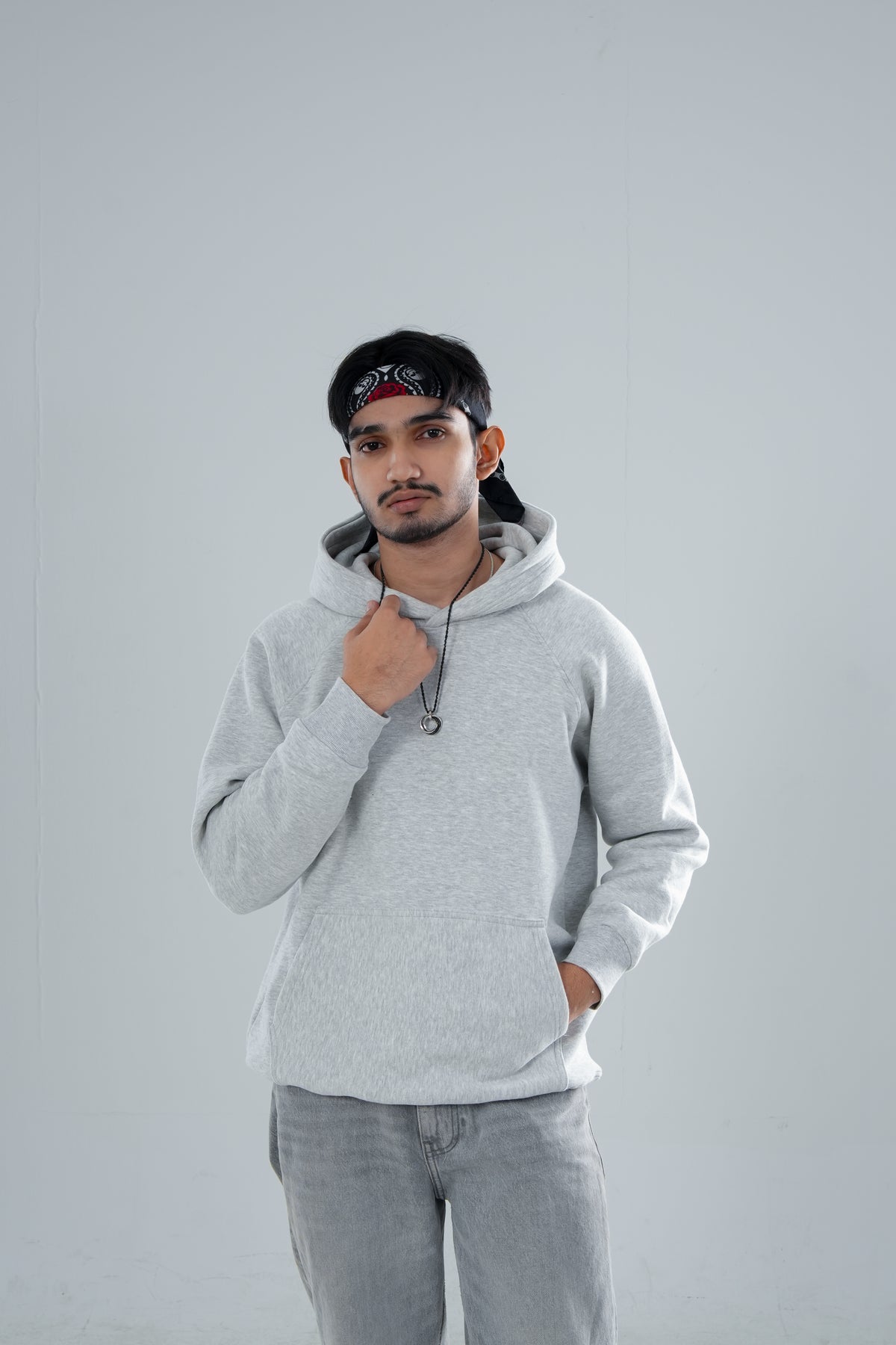 PREMIUM GRAY SOLID ESSENTIAL HOODIE