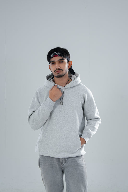 PREMIUM GRAY SOLID ESSENTIAL HOODIE