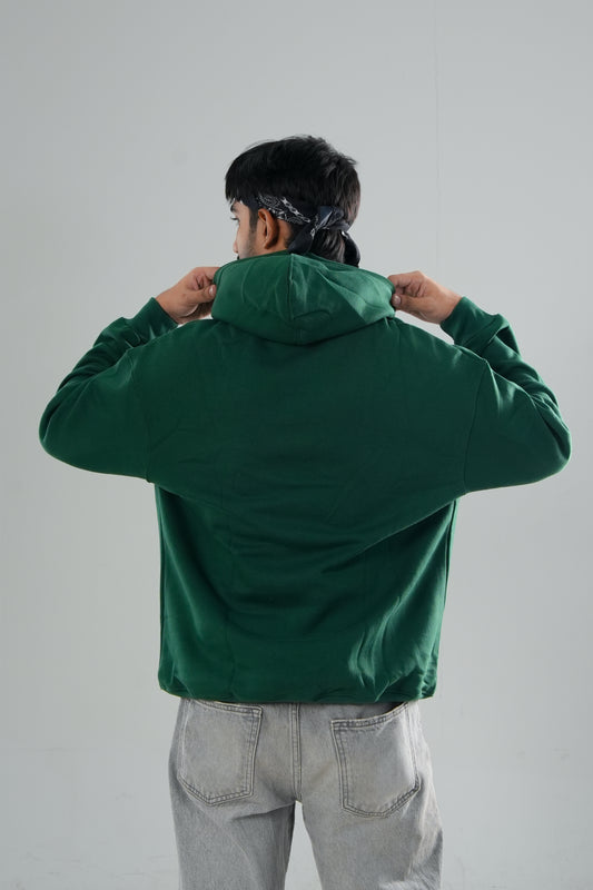 PREMIUM GREEN SOLID ESSENTIAL HOODIE.