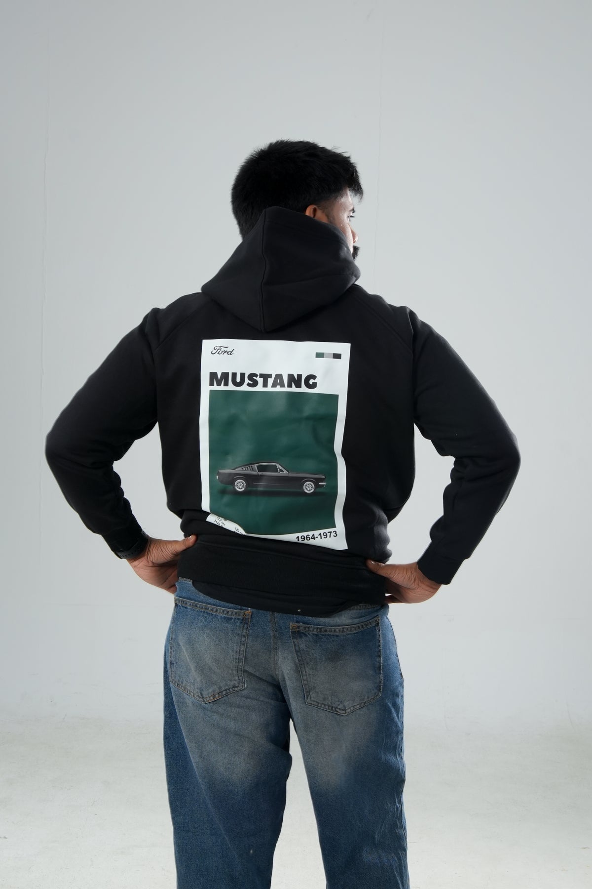 MUSTANG EDDITION PREMIUM OVERSIZED BLACK HOODIE.