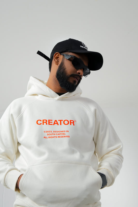 CREATOR EDDITION PREMIUM OVERSIZED OFF-WHITE HOODIE.