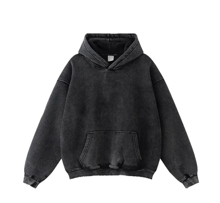 BLACK ACID WASH PREMIUM OVERSIZED HOODIE