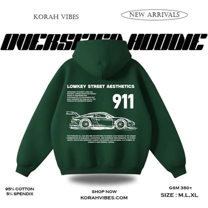 LOWKEY STREET PREMIUM OVERSIZED GREEN HOODIE
