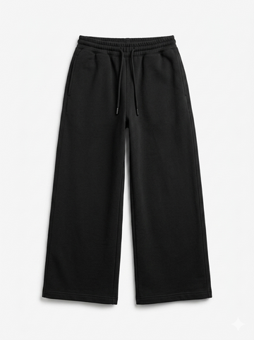 BLACK SOLID BAGGY PANT