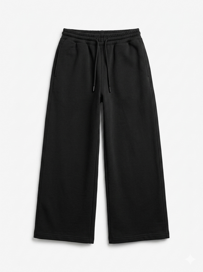 BLACK SOLID BAGGY PANT