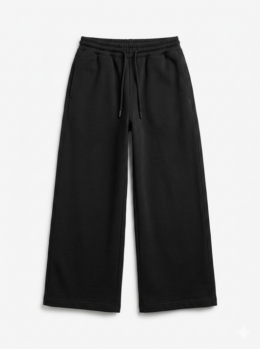 BLACK SOLID BAGGY PANT