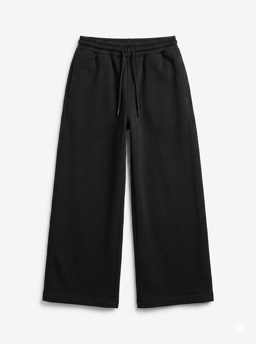 BLACK SOLID BAGGY PANT