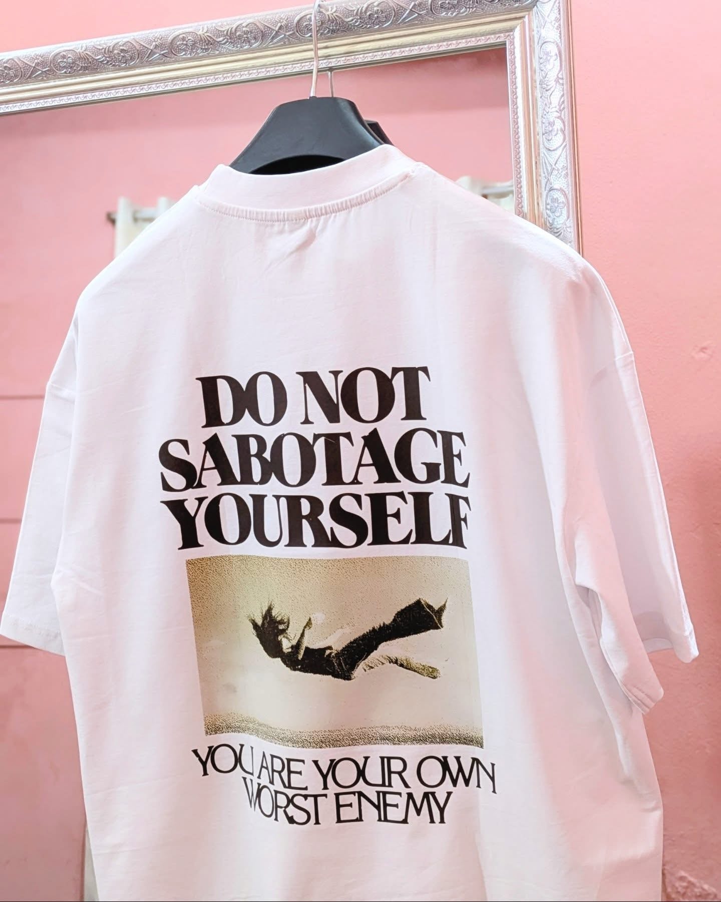 SABOTAGE WHITE DROPSHOULDER TSHIRT