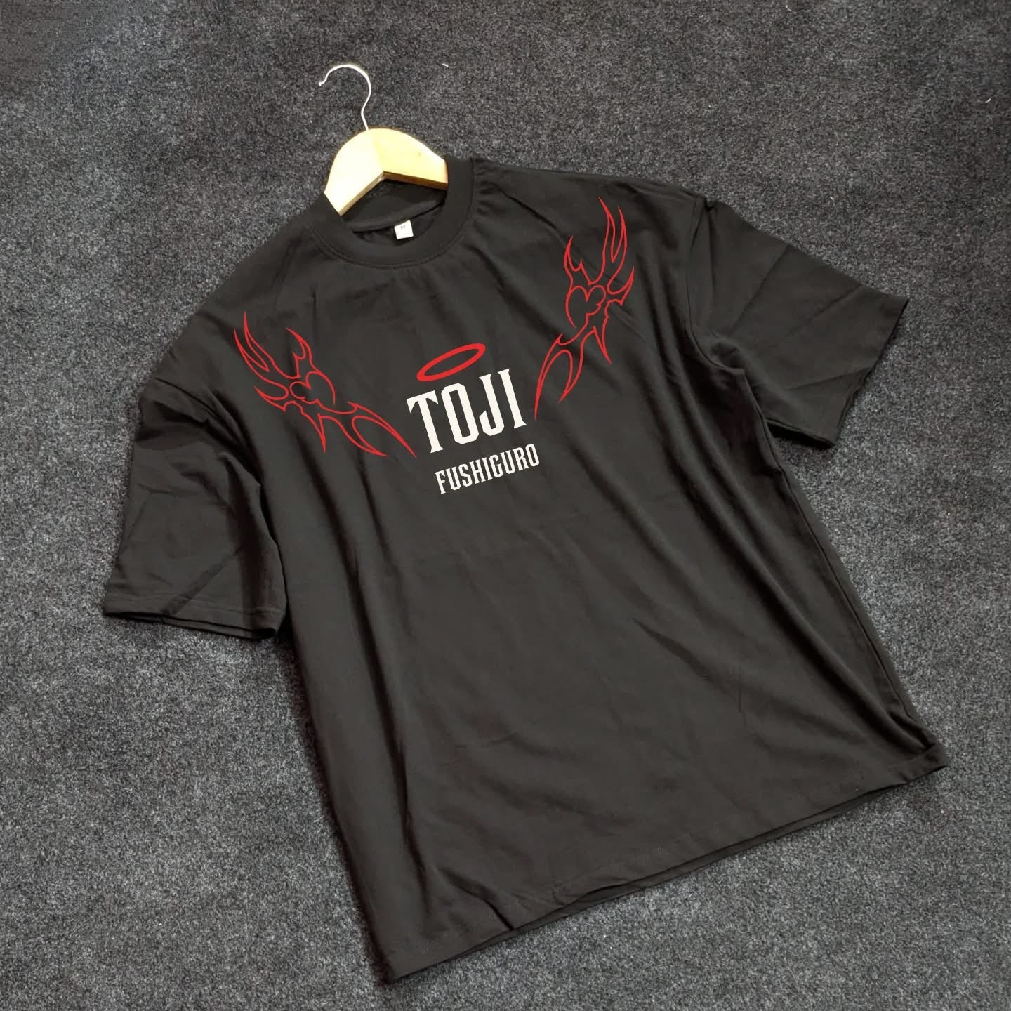 TOJI RED ADDITION BLACK DROPSHOULDER TSHIRT