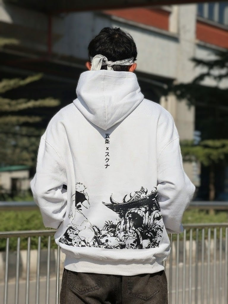 GOJO SATARO PREMIUM OVERSIZED OFF-WHITE HOODIE