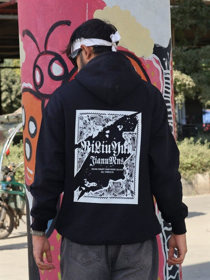 NEVER FORGET PREMIUM OVERSIZED BLACK HOODIE