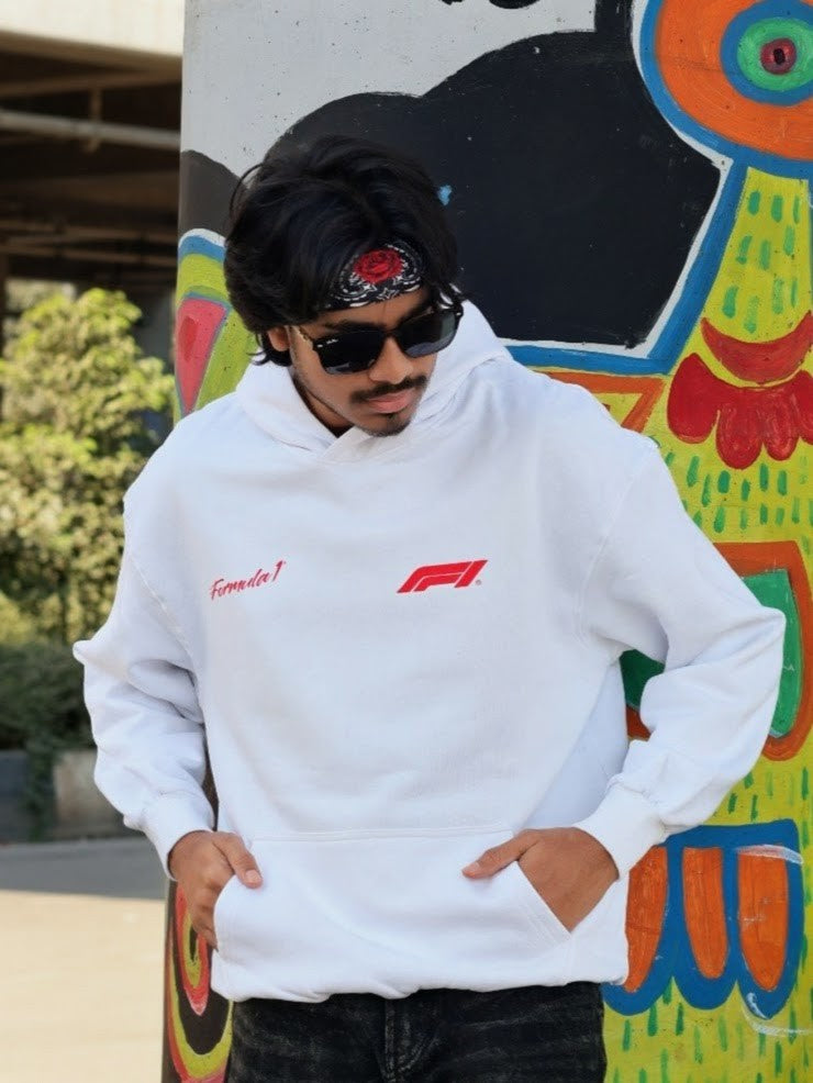 F1 PREMIUM OVERSIZED WHITE HOODIE