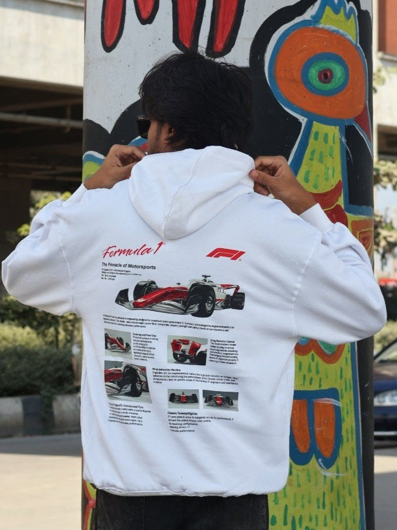 F1 PREMIUM OVERSIZED WHITE HOODIE