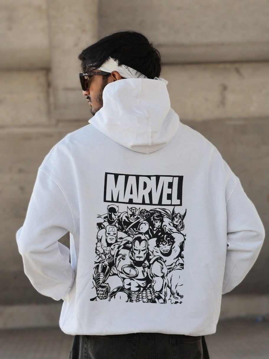 MARVEL PREMIUM OVERSIZED WHITE HOODIE
