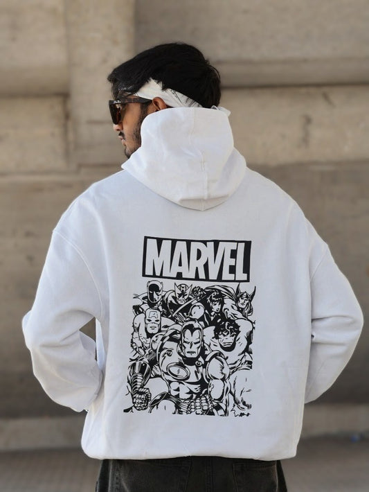 MARVEL PREMIUM OVERSIZED WHITE HOODIE
