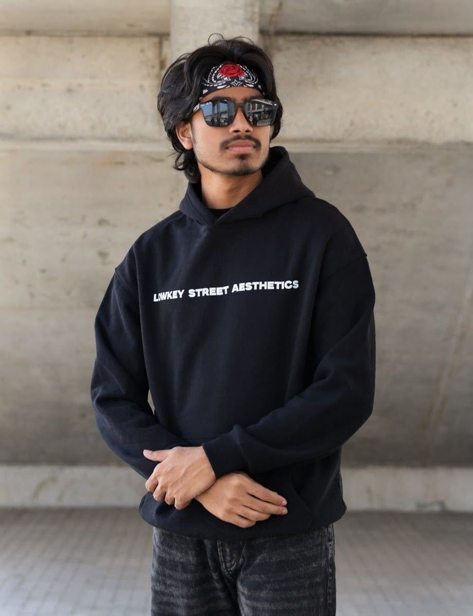 LOWKEY PREMIUM OVERSIZED BLACK HOODIE