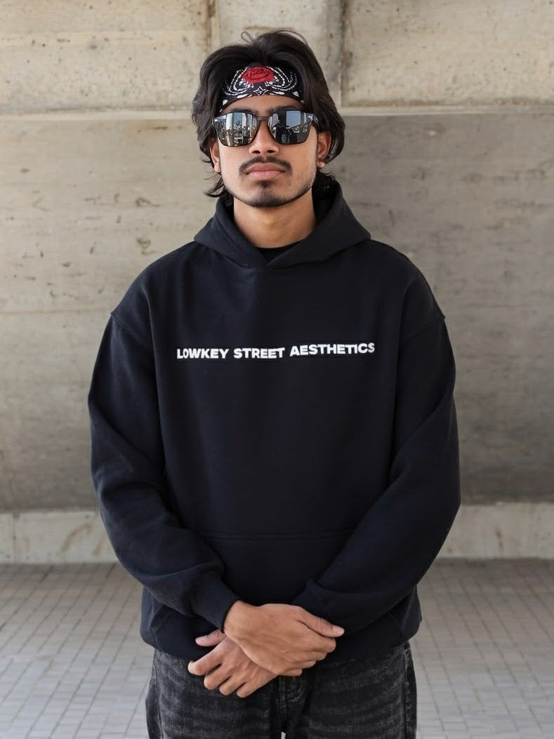 LOWKEY PREMIUM OVERSIZED BLACK HOODIE
