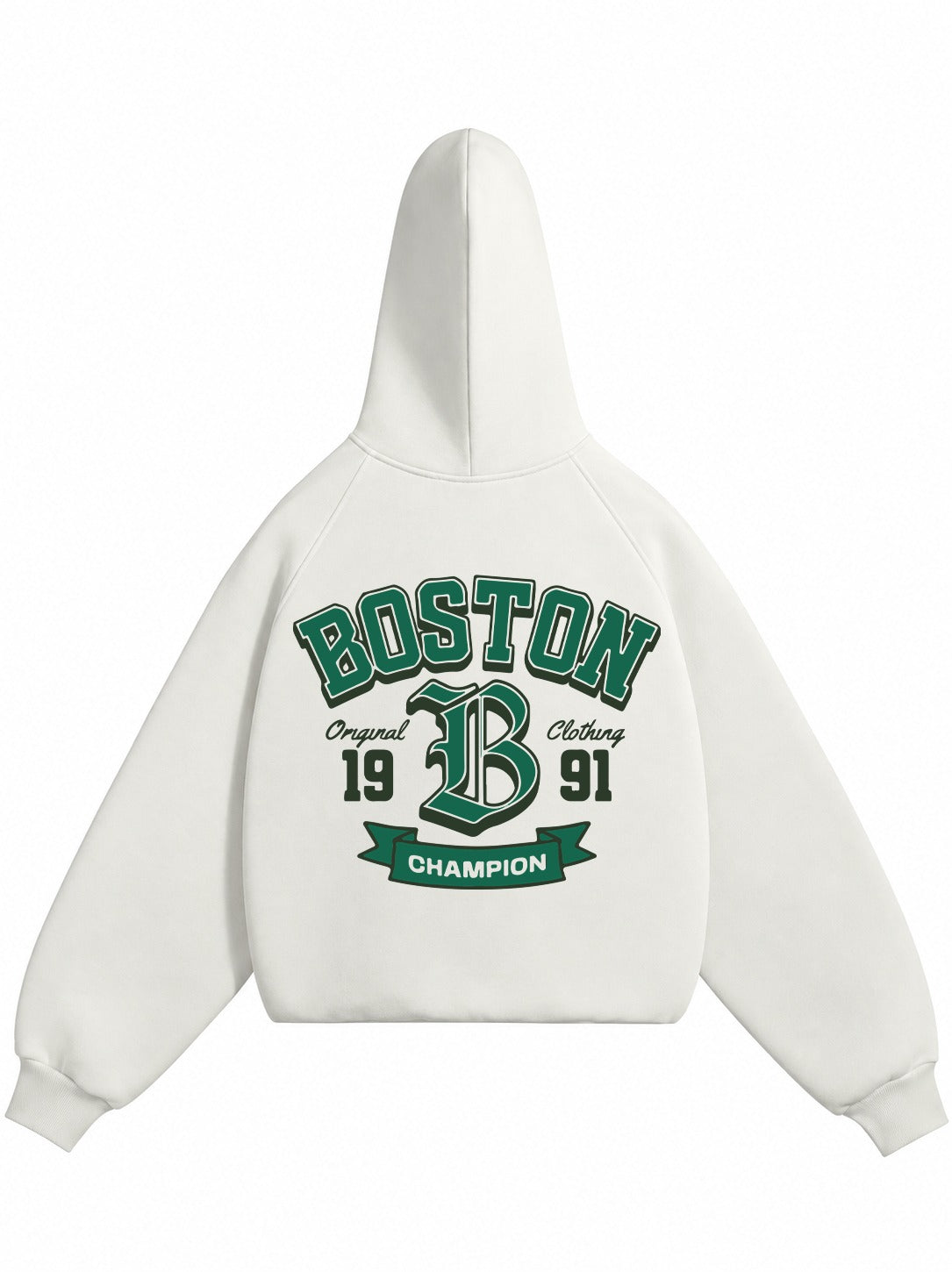 BOSTON EDDITION PREMIUM OVERSIZED OFF-WHITE HOODIE.