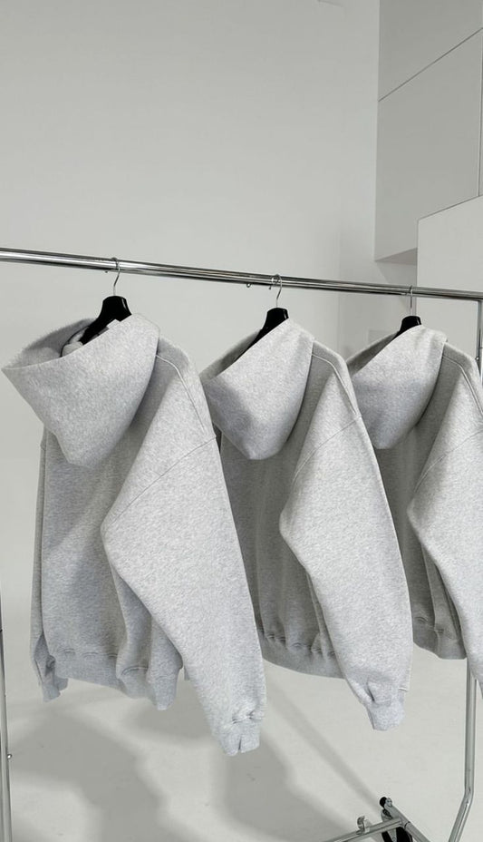 GRAY SOLID COLOUR PREMIUM OVERSIZED HOODIE