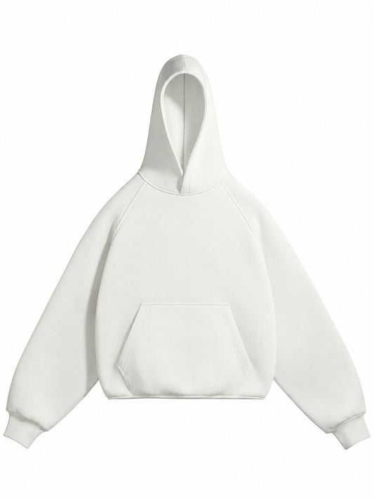 PREMIUM OFF-WHITE SOLID ESSENTIAL HOODIE.