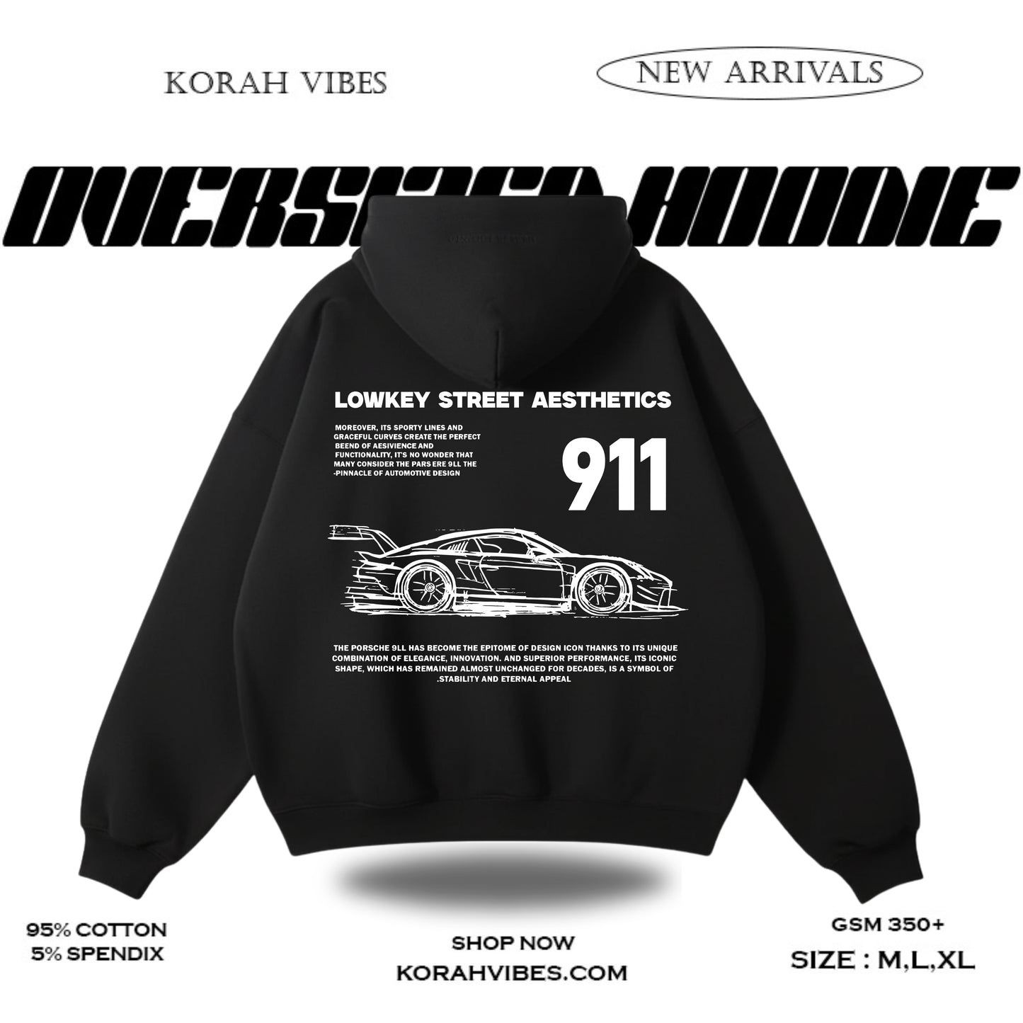 LOWKEY PREMIUM OVERSIZED BLACK HOODIE
