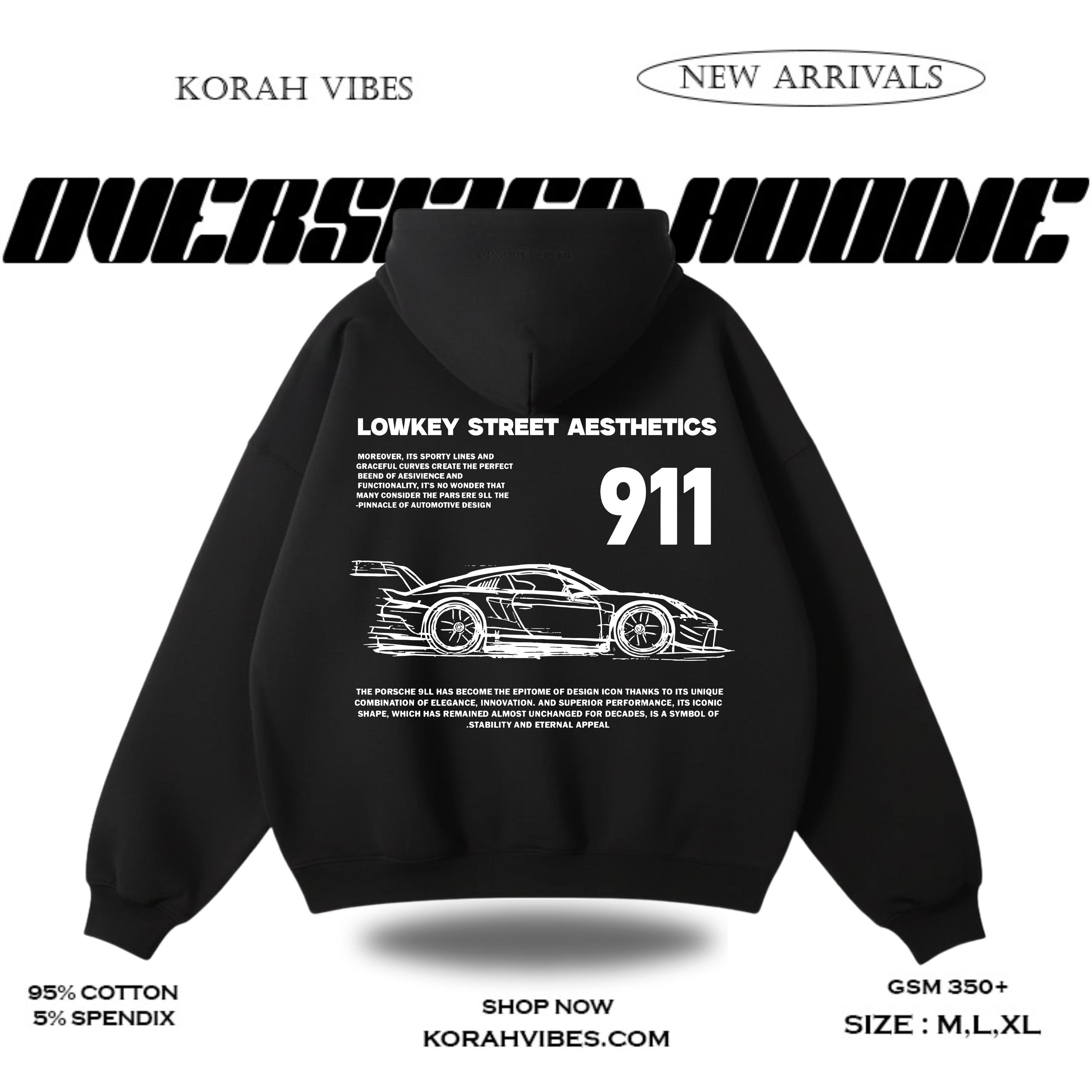 LOWKEY PREMIUM OVERSIZED BLACK HOODIE